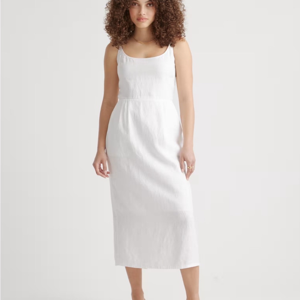Quince White Sleeveless Midi Dress